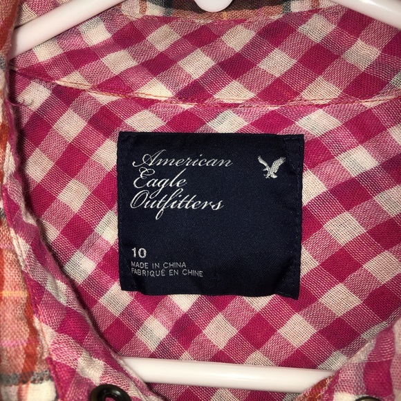 Orange American Eagle Outfitters plaid shirt - Picture 2 of 2